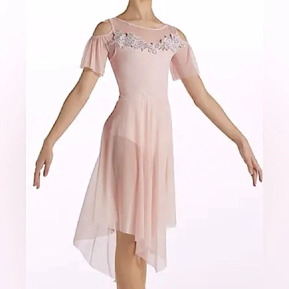 Weissman dance costume lyrical dress leotard blush pink THE GARDEN 12377 MC chil